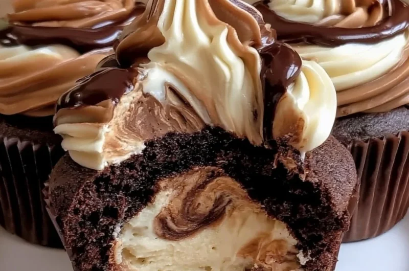 Delicious chocolate coffee cupcakes topped with creamy frosting