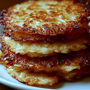 Crispy German potato pancakes served with sour cream and herbs