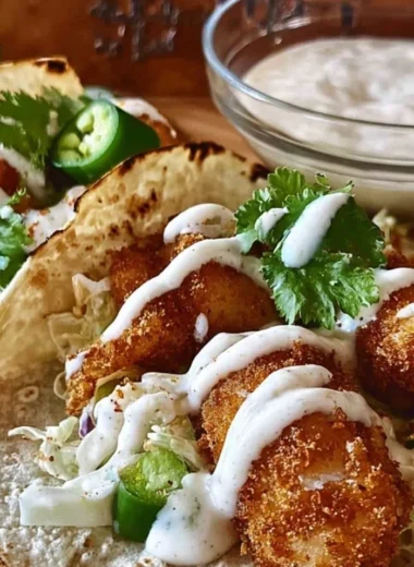 Delicious easy fish tacos garnished with fresh toppings.