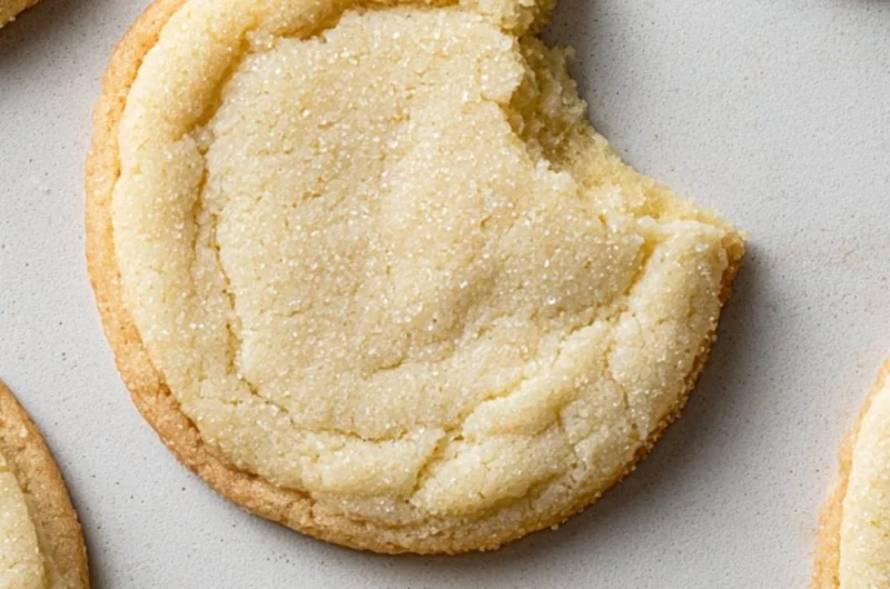 Plate of easy soft and chewy sugar cookies fresh out of the oven
