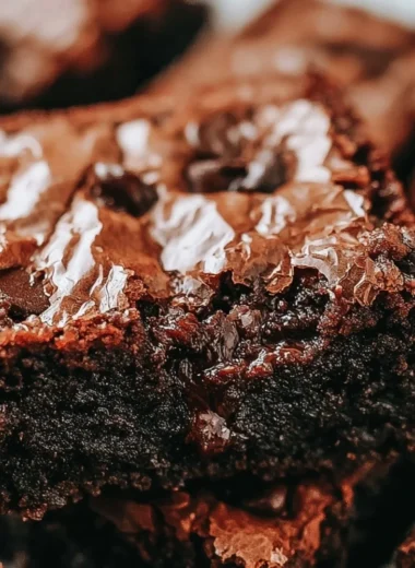 Delicious homemade fudge brownies on a rustic wooden table
