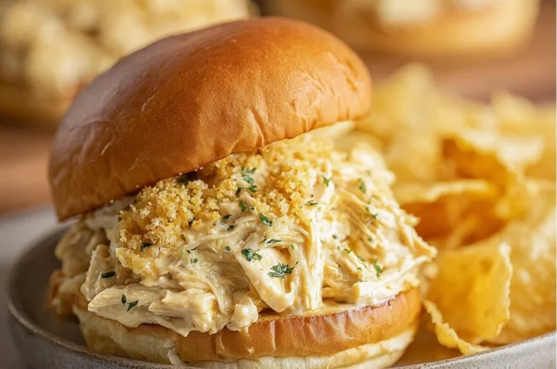 Ohio shredded chicken sandwich served with fresh toppings and sides