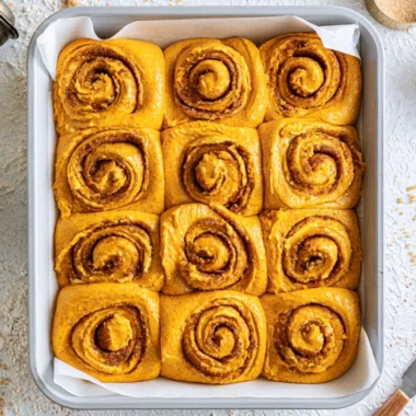 Delicious Pumpkin Cinnamon Rolls with cream cheese frosting