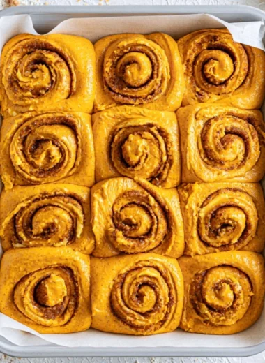 Delicious Pumpkin Cinnamon Rolls with cream cheese frosting