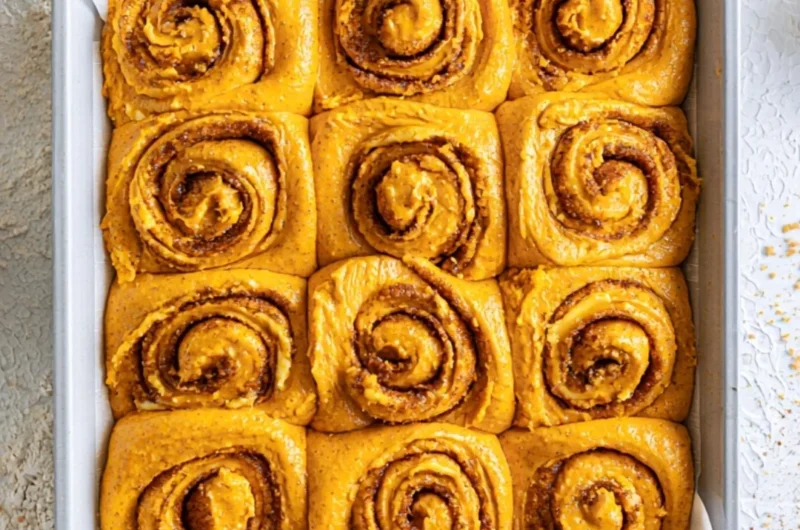Delicious Pumpkin Cinnamon Rolls with cream cheese frosting