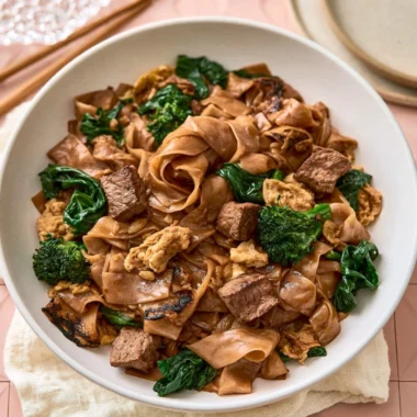 Colorful quick Thai stir-fry with fresh vegetables and protein in a bowl