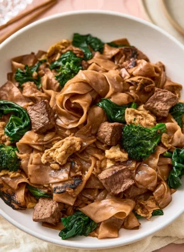 Colorful quick Thai stir-fry with fresh vegetables and protein in a bowl
