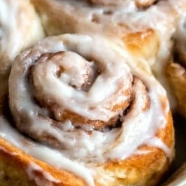 Freshly baked one hour cinnamon rolls with icing