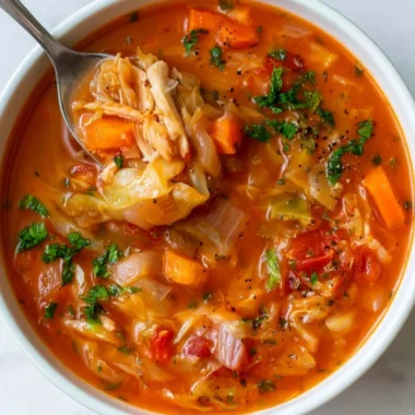 Delicious bowl of homemade cabbage soup to warm your soul