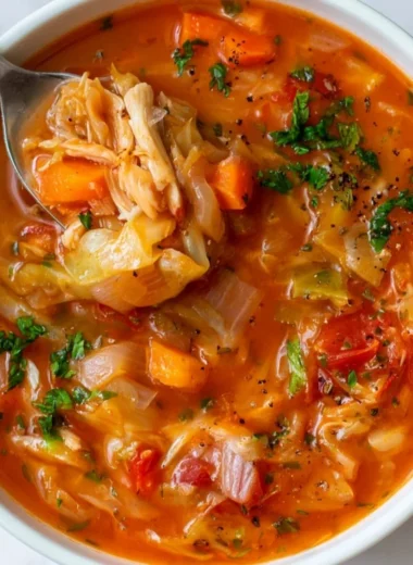 Delicious bowl of homemade cabbage soup to warm your soul