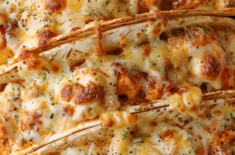 Cozy baked chicken bacon ranch tacos served on a plate