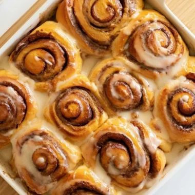 Cozy heavy whipping cream cinnamon rolls fresh out of the oven