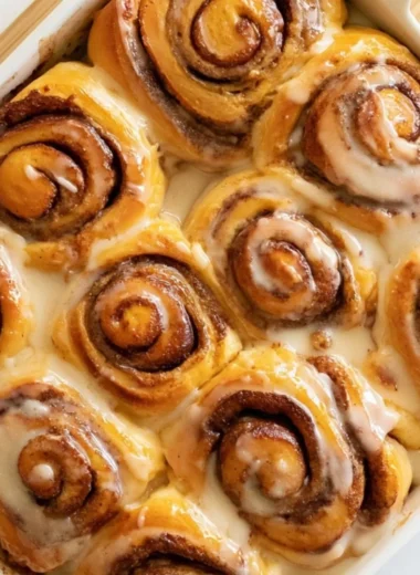 Cozy heavy whipping cream cinnamon rolls fresh out of the oven