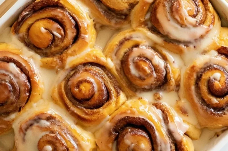 Cozy heavy whipping cream cinnamon rolls fresh out of the oven
