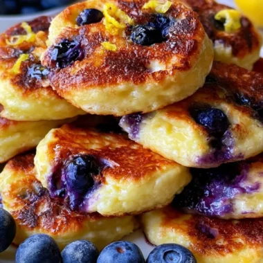 Easy lemon blueberry pancake bites with cottage cheese for a quick breakfast