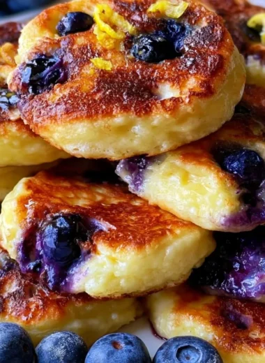 Easy lemon blueberry pancake bites with cottage cheese for a quick breakfast