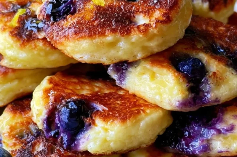 Easy lemon blueberry pancake bites with cottage cheese for a quick breakfast