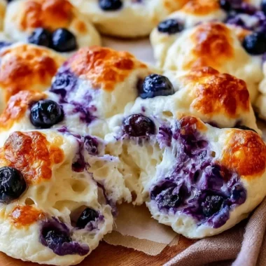 High protein blueberry cloud bread recipe with fluffy texture and vibrant color