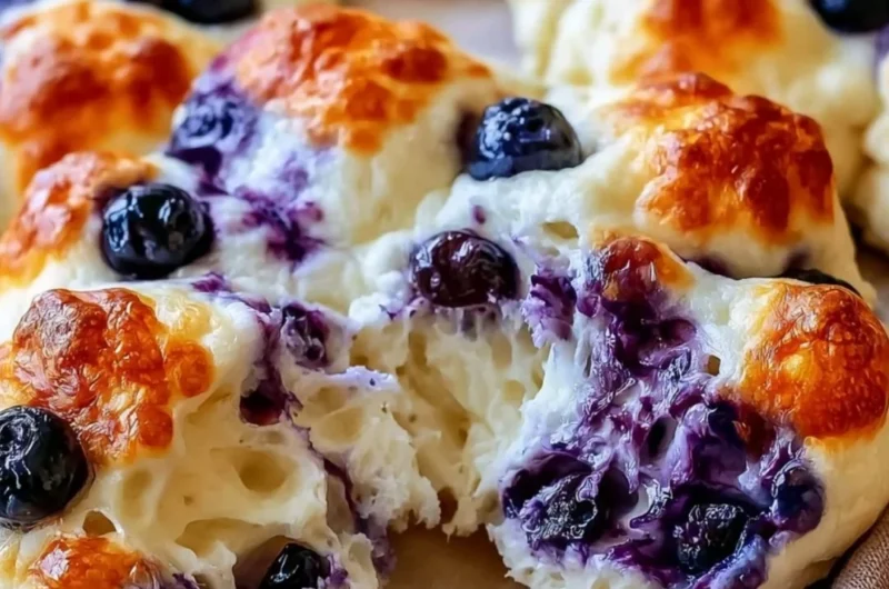 High protein blueberry cloud bread recipe with fluffy texture and vibrant color