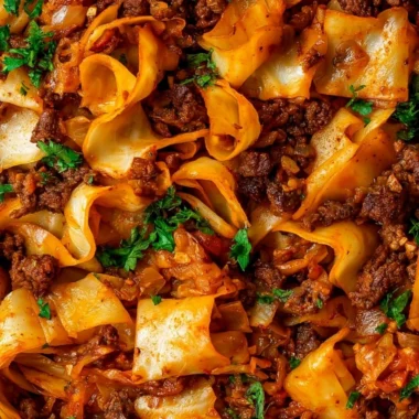 Cozy cabbage and ground beef dish served in a bowl for a warm weeknight dinner.