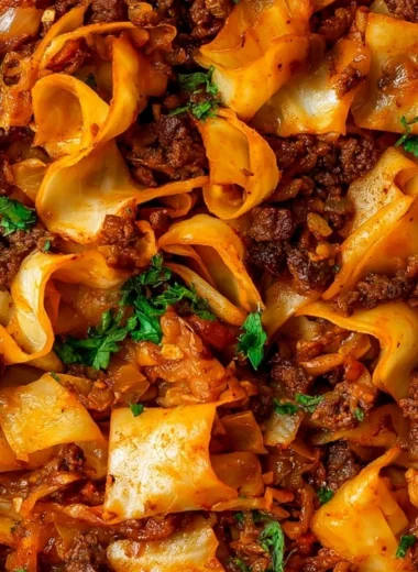 Cozy cabbage and ground beef dish served in a bowl for a warm weeknight dinner.