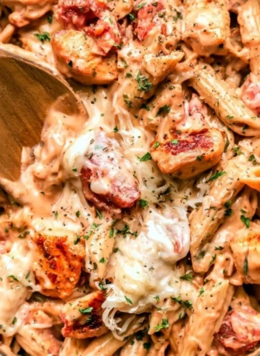 One Pot Chicken Pasta dish served in a cozy setting, perfect for weeknight dinners.